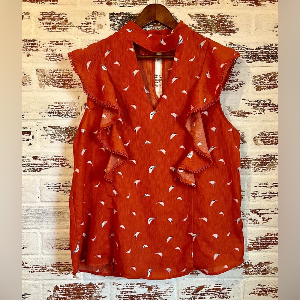 Perch Orange Ruffle Sleeveless Top Size 3X